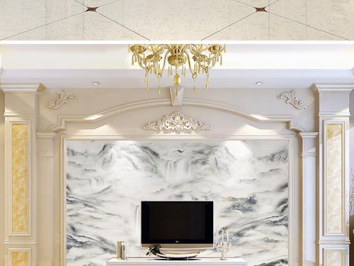 大理石紋中式水墨山水畫 江山如畫的藝術石材背景墻